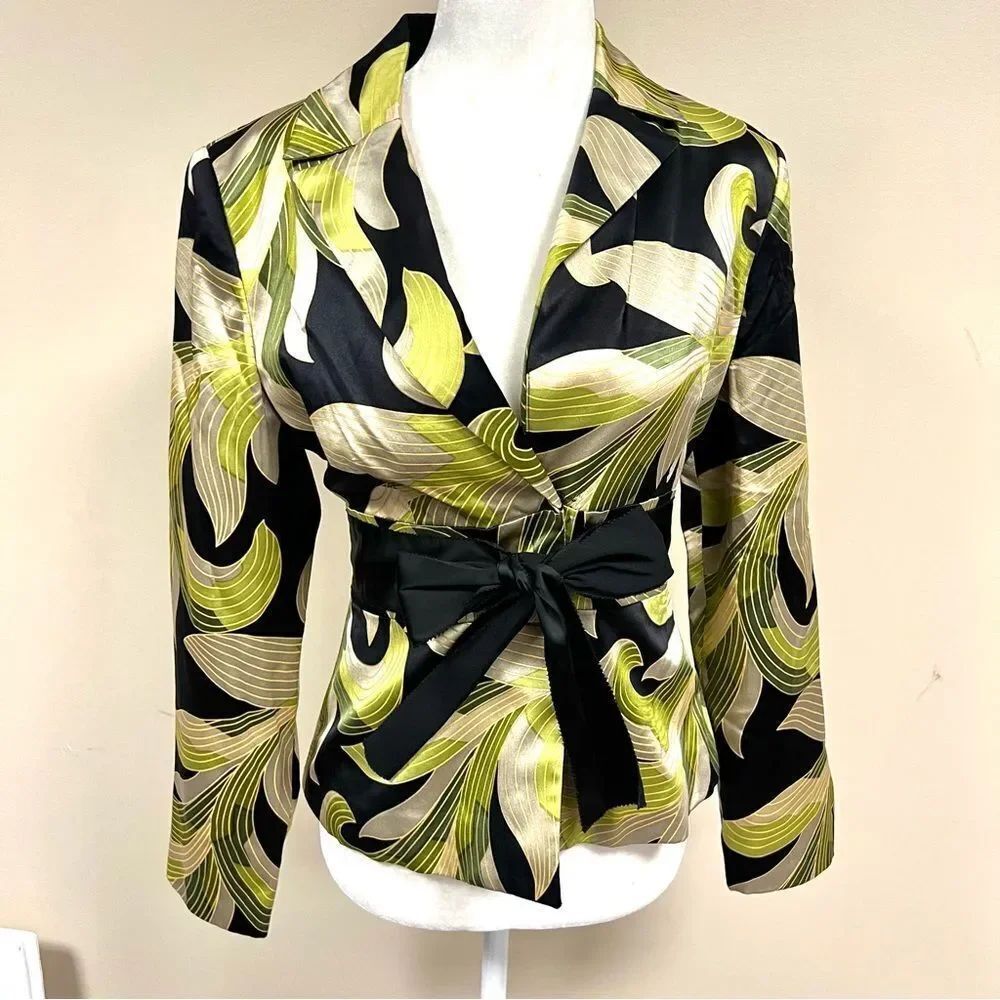 Kay Unger silk Print Blazer with Bow 4